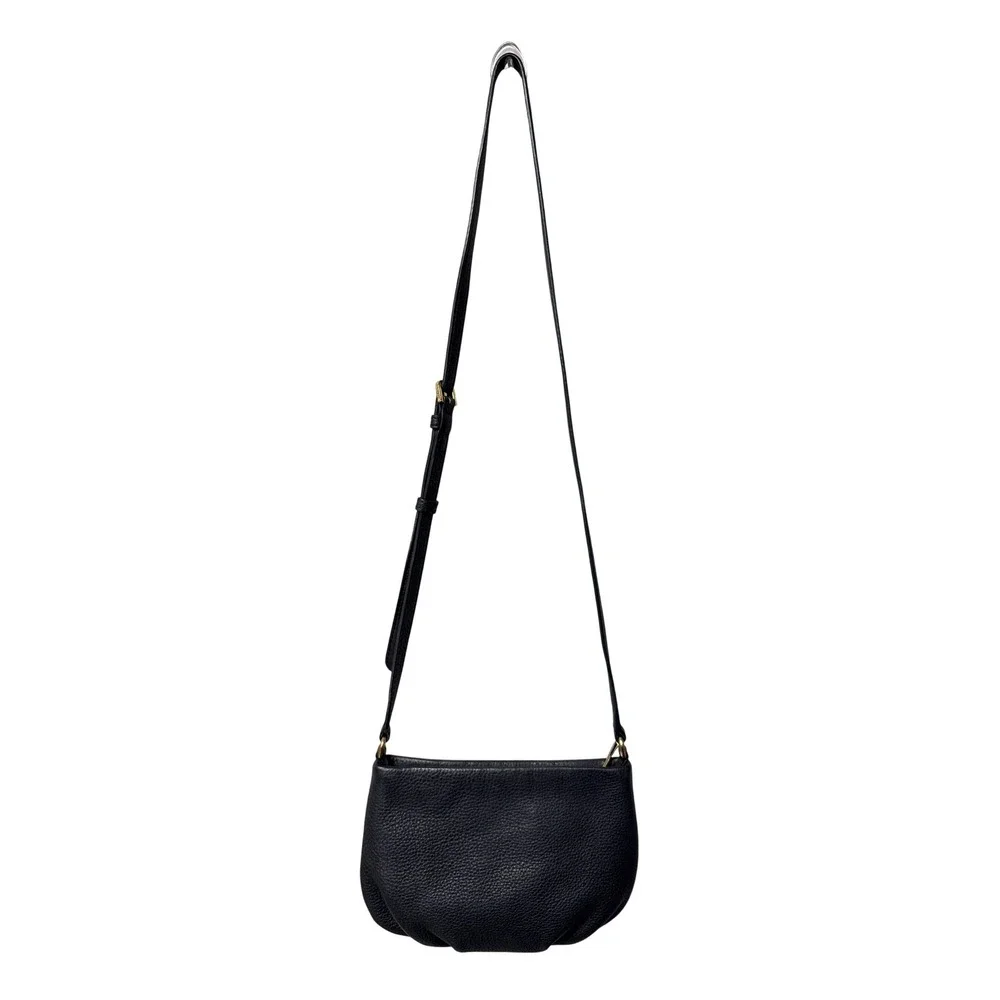 Marc Jacobs Crossbody Bag Women OS Black Pebbled Leather Gold Logo Plate Luxury